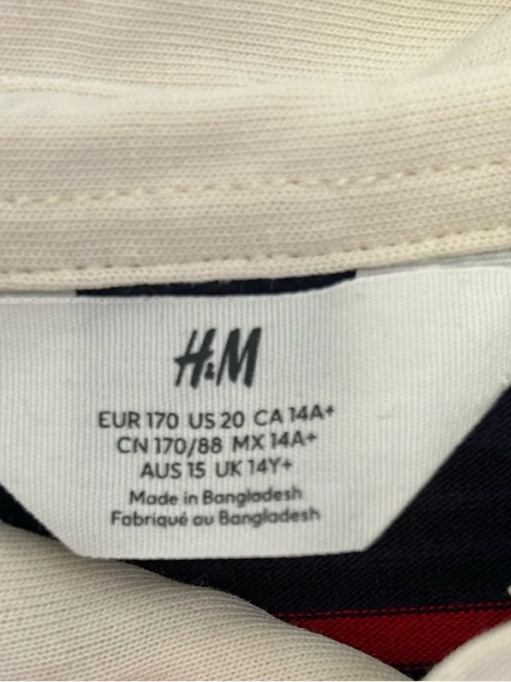 H&M Navy Stripe Rugby Shirt with Red and White Stripes - Picture 4 of 5
